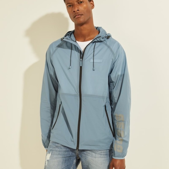 New GUESS Mens Hooded Windbreaker SZ XL - Picture 2 of 5
